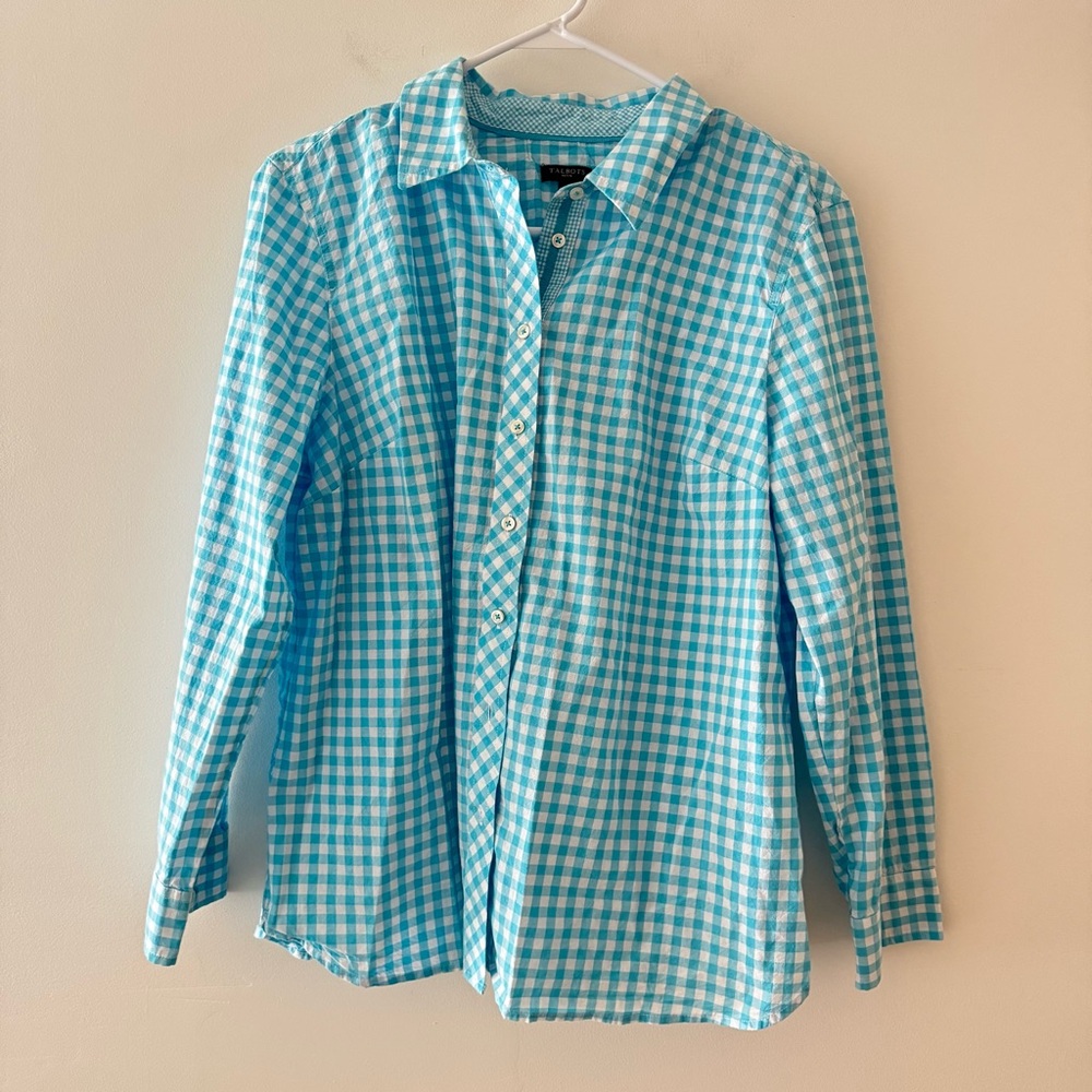 Talbots Blue Gingham Women's Button Down Shirt